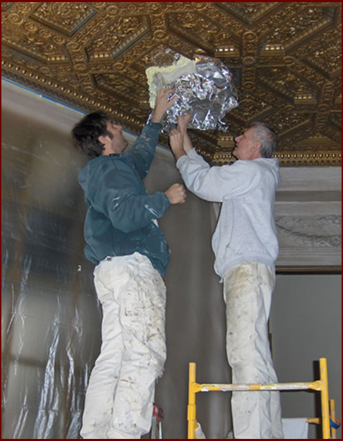 Close up of restored wall